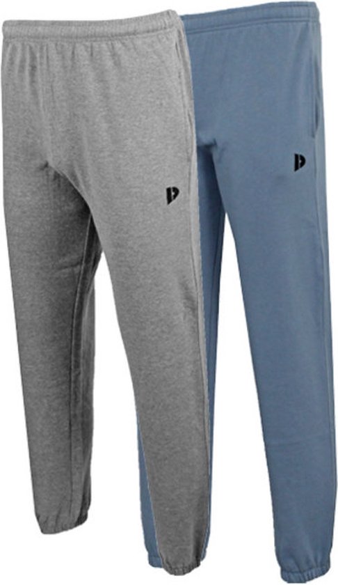2-Pack Donnay Joggingbroek met elastiek - Sportbroek - Heren - Silver marl/Blue Grey - maat XL