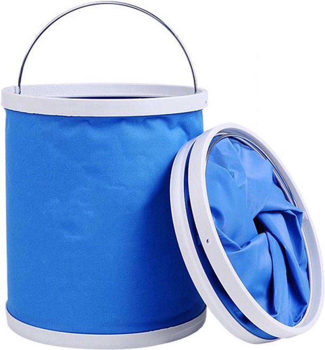 Goedkoopste Opvouwbare Emmer | Inklapbare Draagbare Bucket | Metalen Handvat | Ideaal | Vissen | Outdoor | Thuis | Travel | Camping | 11 Liter | Blauw