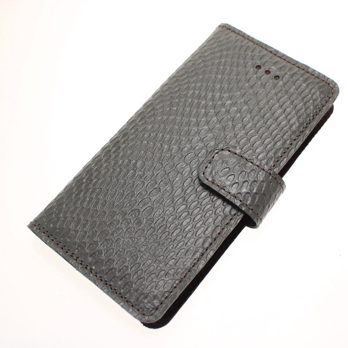 Made-NL Handgemaakte ( Samsung Galaxy S23 Ultra ) book case Grijs slangenprint reliëf kalfsleer
