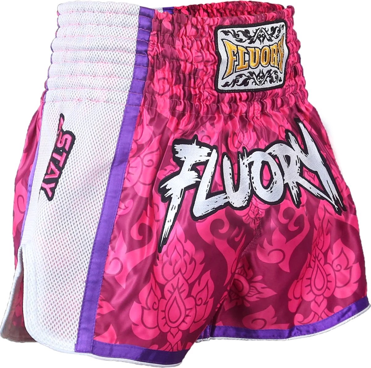 Fluory Muay Thai Kickboxing Shorts Roze Rood MTSF64 maat M