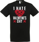 T-shirt I Hate Valentines Day | valentijn cadeautje voor hem haar | valentijn | valentijnsdag cadeau | Zwart | maat S