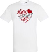 T-shirt Happy Valentines Day | valentijn cadeautje voor hem haar | valentijn | valentijnsdag cadeau | Wit | maat XS