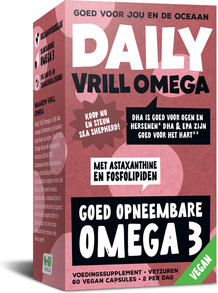 Goedkoopste Daily Supplements - 100 Vegan Krill - 250 mg DHA en 125 mg EPA met Astaxanthine & Fosfolipiden - 60 Softgels