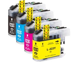MediaHolland - Huismerk Inkt Cartridges voor Brother LC223 Printers - Set van 4 Stuks - 4 Kleuren - Brother Inktpatronen, Cartridge