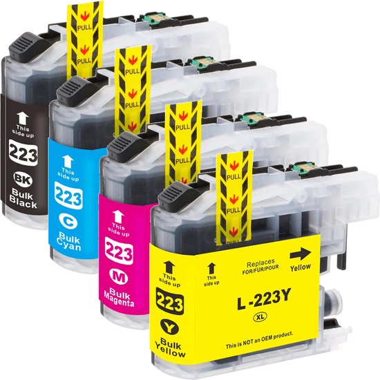MediaHolland - Huismerk Inkt Cartridges voor Brother LC223 Printers - Set van 4 Stuks - 4 Kleuren - Brother Inktpatronen, Cartridge