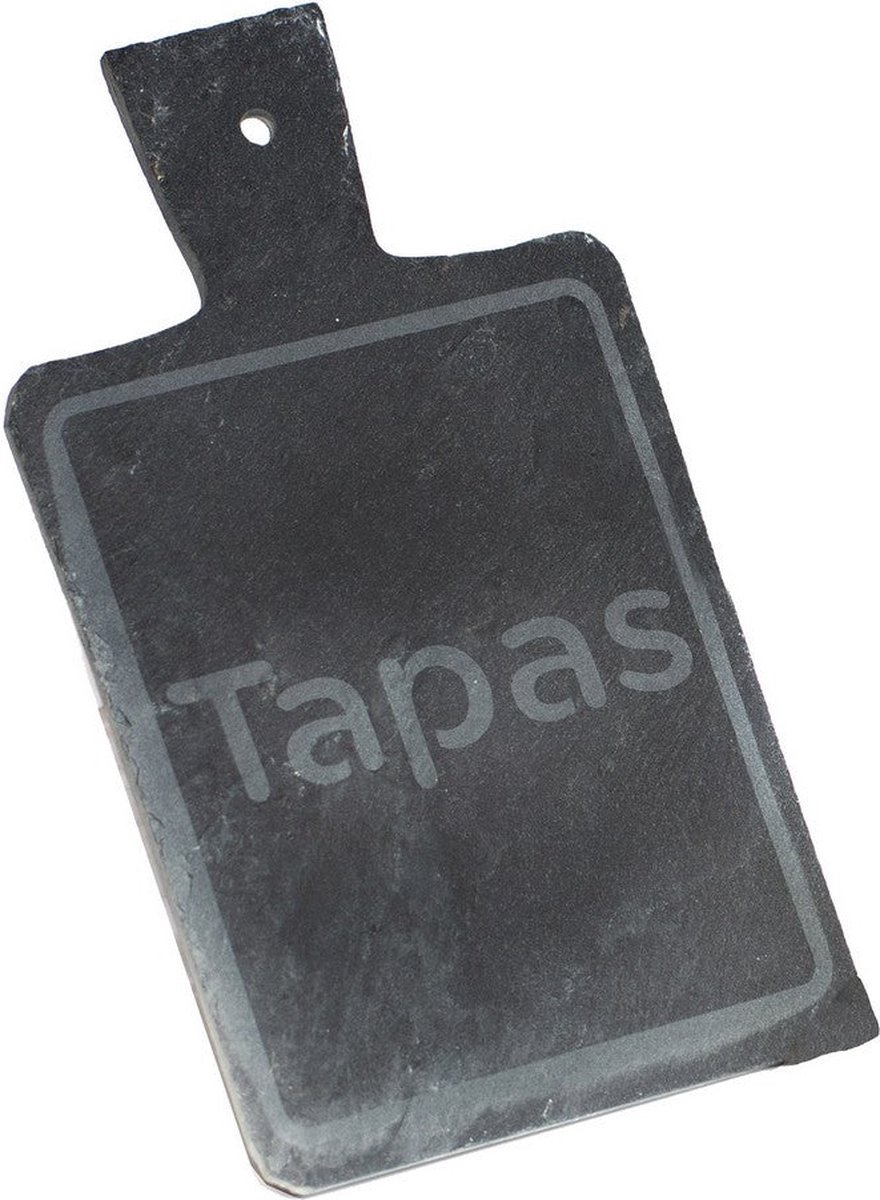 SERVEERPLANK TAPPAS - DIENBLAD DECO - Aperitief plankjes - BAMBOE EN LEISTEEN - 10x15 cm - SET VAN 2