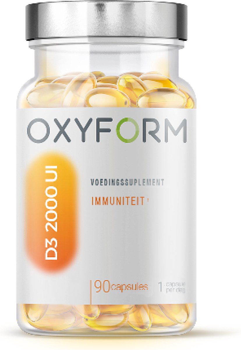 Oxyform Vitamine D3 2000 UI I Voedingssupplement I 90 Capsules I Calciumopname I Olijfolie I Immuniteit Man/vrouw Immuunsysteem I Booster fysieke en mentale energie