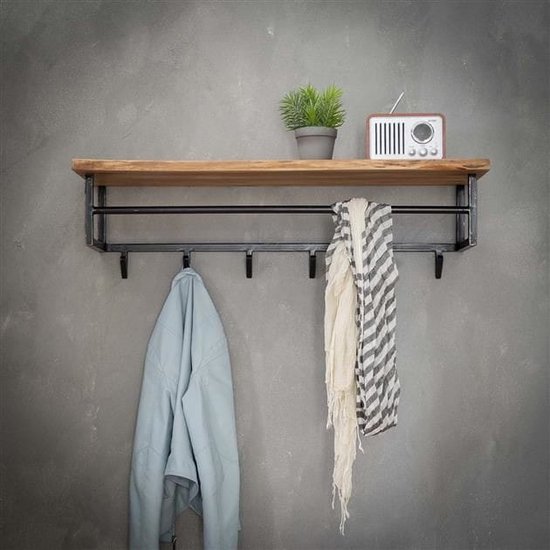 Wandhanger - Plank - Industrieel - Metaal - Hout - 100 cm