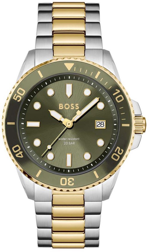 BOSS HB1514011 ACE Heren Horloge - Mineraalglas - Staal - Zilverkleurig - 43 mm breed - Quartz - Vouw/Vlindersluiting - 20 ATM (duiken)
