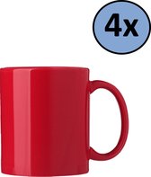Mug - Mug à Café - Tasse - 4x Tasses Rouge - Céramique - 300 ml
