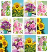 MGPcards - 12 wenskaarten met envelop - Bloemen - Zonder tekst