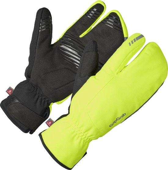 GripGrab - Nordic 2 Windproof Strenge Winter Lobster Fietshandschoenen - Geel Hi-Vis - Unisex - Maat L