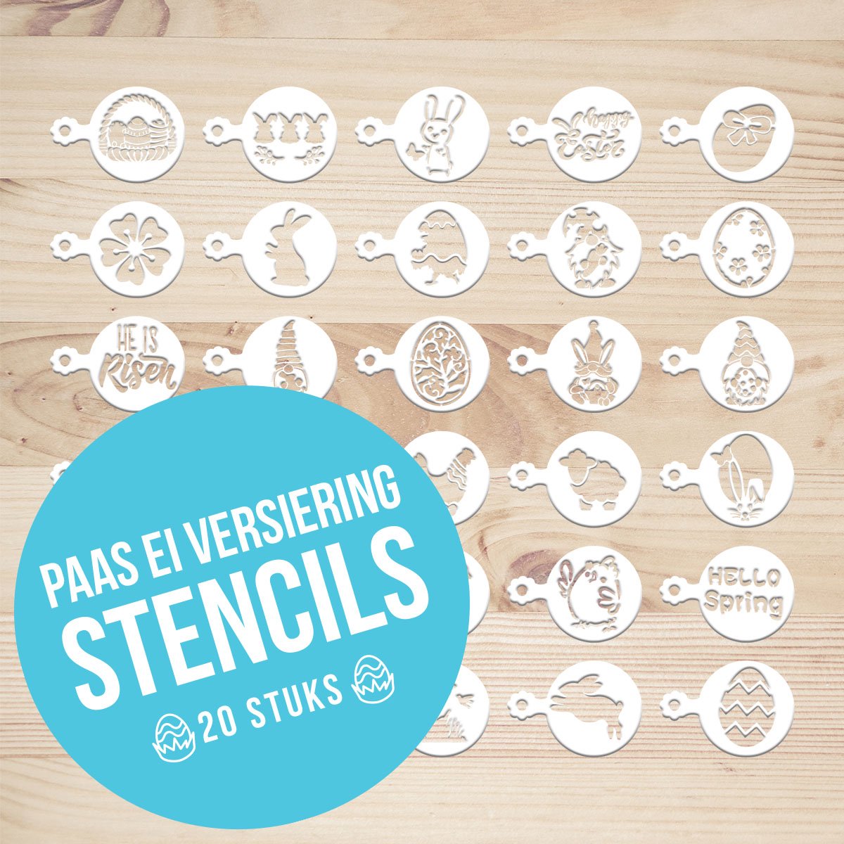 Paas ei decoratie - Stencils voor creatievelingen | Pasen | 30 stuks | Kleine stencils | 9.5x7cm | PET Plastic | Herbruikbaar | Eenvoudig schoon te maken