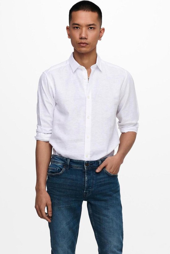 ONLY & SONS - ONSCAIDEN LIFE LS SOLID LINEN BLEND NOOS Heren Overhemd