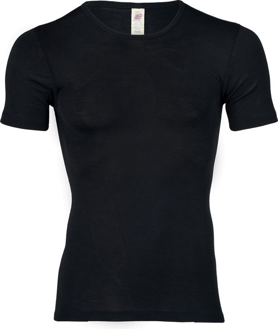 Engel Natur Heren T-shirt Zijde - Bio Merino Wol GOTS zwart 54/56XL