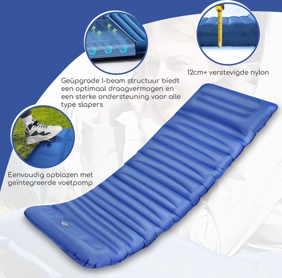 Feest Verzending Frustrerend Hikr® Slaapmat 10cm+ dikte - Comfortabel luchtmatras - Zelfopblazend met de  voet -... | bol.com