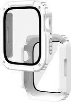 Geschikt voor Apple Watch Series 8/7, 45mm Volledige bescherming Gehard Glas – Wit