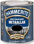 Hammerite metaallak, hamerslag zwart, 250ml. Blik met turquoise, gebarsten patroon.