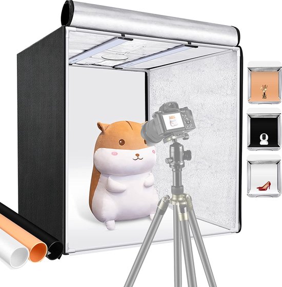 Fotobox, 60 cm, 5600 K, standaard fotografie, lichtbox, 0-100