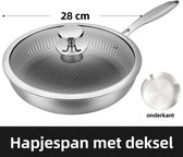 Hapjespan met deksel - Pan - Ø28cm - RVS - Inclusief glazen deksel