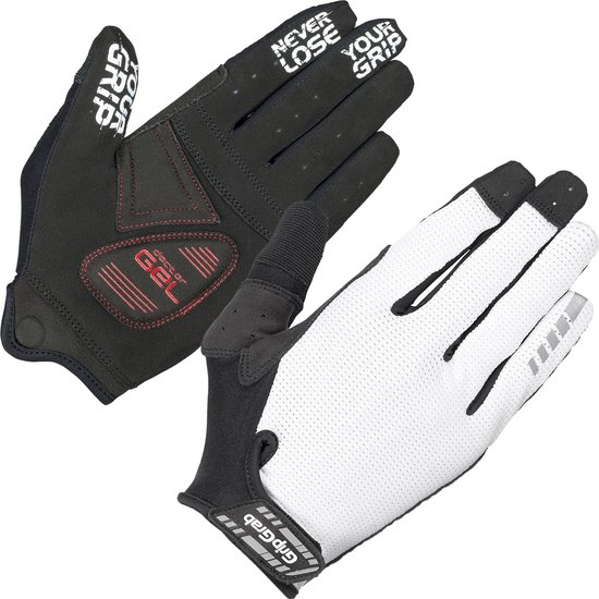 GripGrab - SuperGel XC Padded Lange Vinger Zomer MTB Gravel Fietshandschoenen met Padding - Wit - Unisex - Maat S