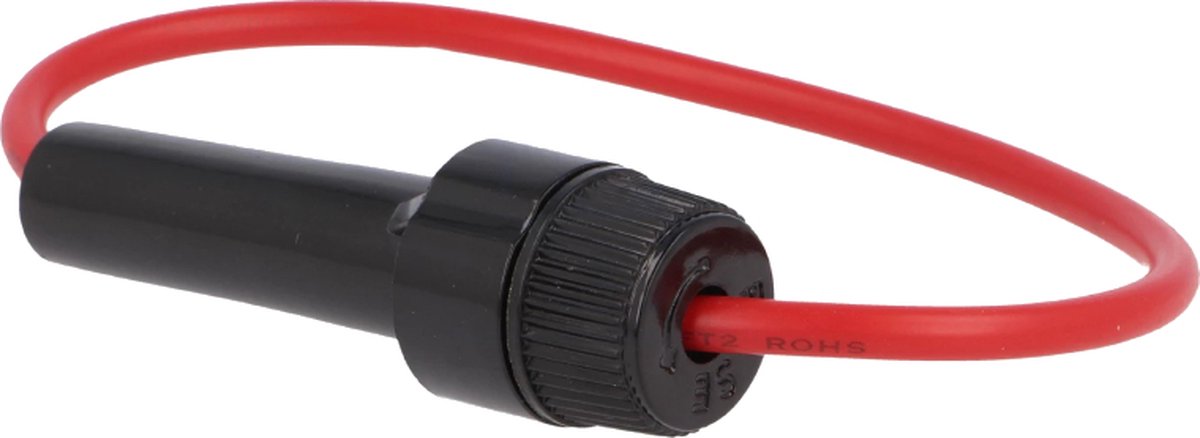 Zekeringhouder voor Glaszekering - Voor 6,3 x 32mm - 2,5mm2 uiteindes - Zwart/Rood