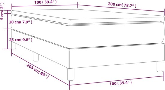 vidaXL - Boxspring - met - matras - stof - blauw - 100x200 - cm