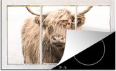KitchenYeah® Inductie beschermer 77x51 cm - Schotse hooglander - Doorkijk - Mist - Kookplaataccessoires - Afdekplaat voor kookplaat - Inductiebeschermer - Inductiemat - Inductieplaat mat