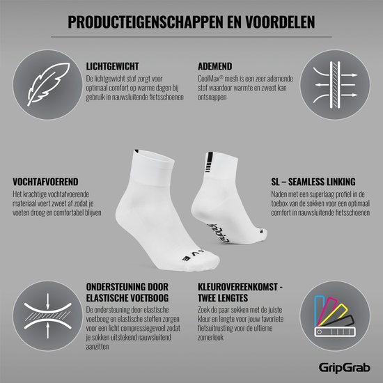 GripGrab - Lightweight SL Korte Performance Zomer Fietssokken 1 Paar Coolmax Wielersport Sokken Low Cut - Wit - Unisex - Maat L (44-47) van Gripgrab — afbeelding 4