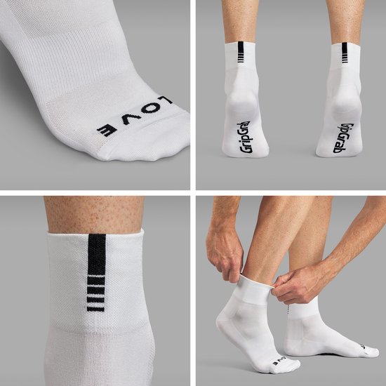 GripGrab - Lightweight SL Korte Performance Zomer Fietssokken 1 Paar Coolmax Wielersport Sokken Low Cut - Wit - Unisex - Maat L (44-47) van Gripgrab — afbeelding 2