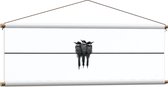 WallClassics - Textielposter - Trio Vogels op Zwarte Lijn - 120x40 cm Foto op Textiel