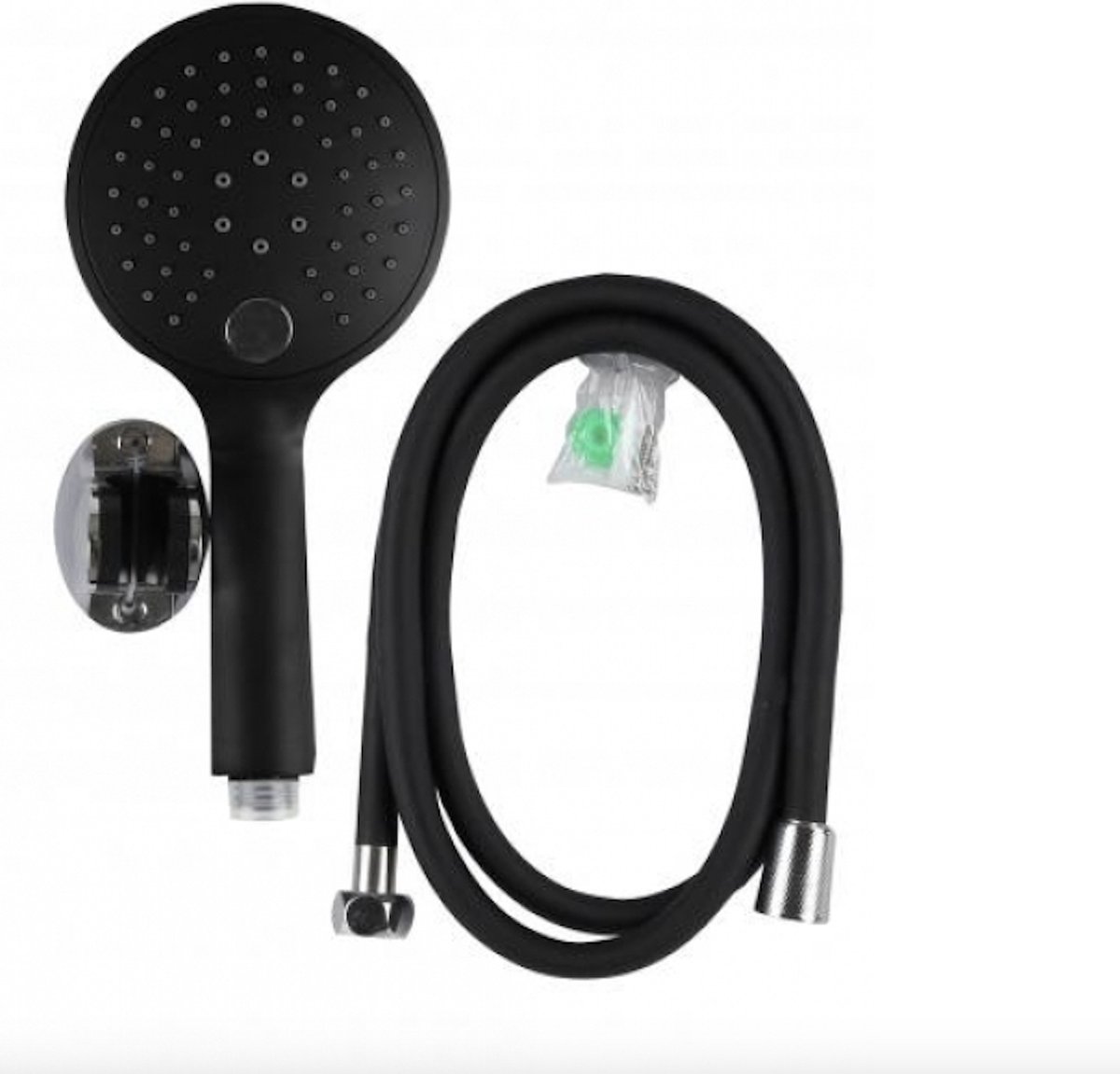 Naturn Living™ Mat zwarte douche set - Douchekop met Slang, Houder en bevestigingsmateriaal - Waterbesparend – Regendouche - Zwart Mat