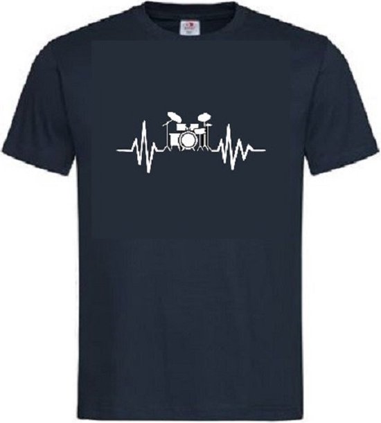 Grappig T-shirt - hartslag - heartbeat - drummen - drumstel - muziek - maat 4XL