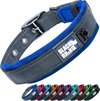 Black Rhino - De Comfort Collar Super Zacht Neopreen gevoerde hondenhalsband voor alle hondenrassen - Heavy Duty Verstelbaar Reflecterend Weerbestendig (Medium, Sport Blauw/Grijs)