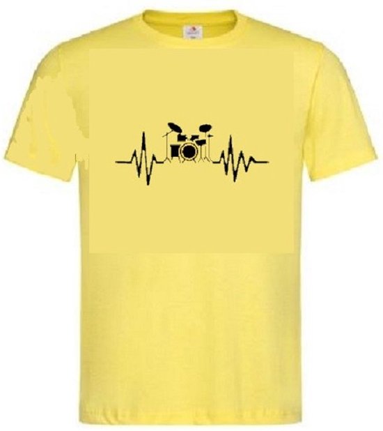 Grappig T-shirt - hartslag - heartbeat - drummen - drumstel - muziek - maat L
