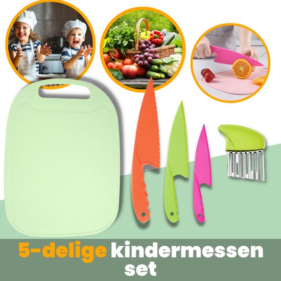 Kidstar kindermessen 5 delige set - kindermes -Le petit chef - Mes kind - Keukenmes kinderen - Kindermessenset - Kinder koksmes