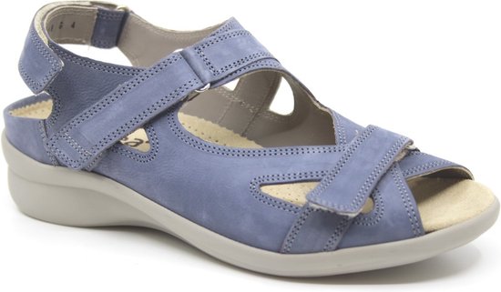 Durea, 7376 216 0191, Jeansblauwe dames sandalen met klittenband sluiting