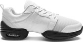 Chaussures de danse PEBBLE 1516 Unisexe Jazz Hip Hop Chaussures d'entraînement Salsa Dance Sneaker - Respirant - Blanc - Taille 39,5, UK 6