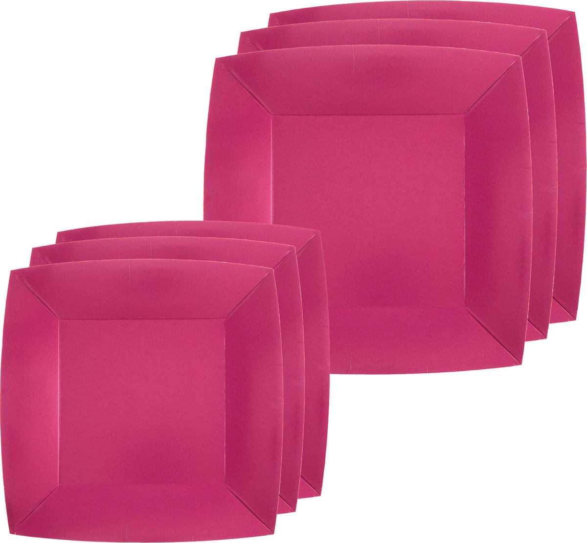 Santex Feest/verjaardag bordjes set - 20x stuks - fuchsia roze - 18 cm en 23 cm