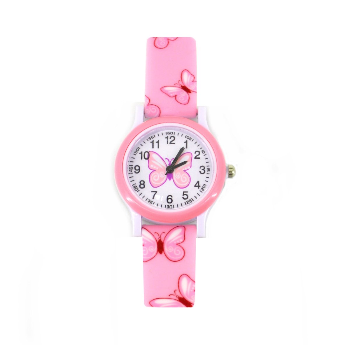 Kinder Horloge Vlinder - Roze | Ø 28 mm | Kunststof-Siliconen | Fashion Favorite