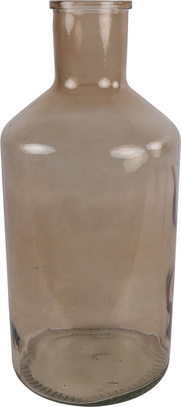 Countryfield bloemen/takken Vaas - zand/beige - transparant glas - XXL fles - D24 x H52 cm