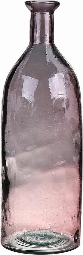 Bellatio Design Bloemenvaas - oud roze transparant gerecycled glas - D12 x H35 cm - vaas
