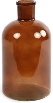 Countryfield Bloemenvaas - bruin - doorzichtig glas - apotheker fles - D14 x H27 cm