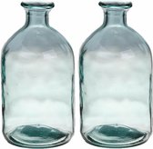 Bellatio Design Bloemenvaas - 2x - helder transparant gerecycled glas - D11 x H21 cm - vaas