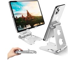 Telefoon standaard - Tablet metalen standaard houder - Telefoon houder - Tablet houder - Universeel - Verstelbaar - Aluminium - Telefoonstandaard bureau - ZILVER - Telefoonstandaard Bureau Telefoon Houder Aluminium - Telefoonhouder Standaard -