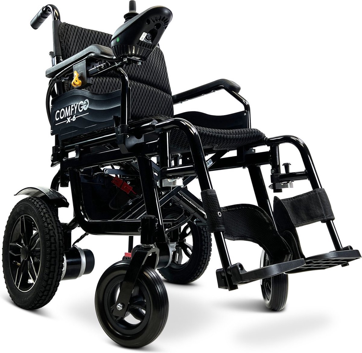 Goedkoopste Comfygo X-6 Elektrische Rolstoel voor volwassenen, Lichtgewicht, Opvouwbaar, 12AH Li-ion batterij, bereik tot 20 km, Zwart, 45cm