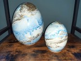 Decoratief figuur - set van 2 glazen eieren Adampur - blauw / goud gemarmerd - Pasen