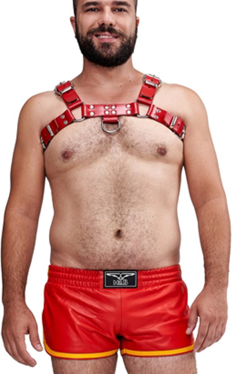 Mister b leren borsttuig zadelleer - rood - smal