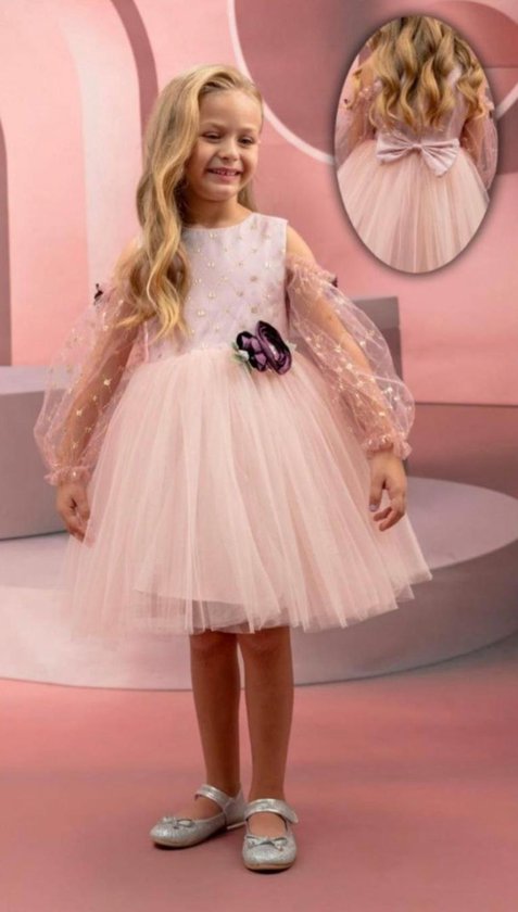 tv station blaas gat Begin luxe feestjurk-effen jurk-roze tule jurk-communie jurk-galajurk-bruidsjurk-prinsessen...  | bol.com
