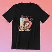 Boba Boba Kawaii Zwart T-Shirt - Anime chibi shirt - asian food shirt - Bubbletea shirt - Maat M